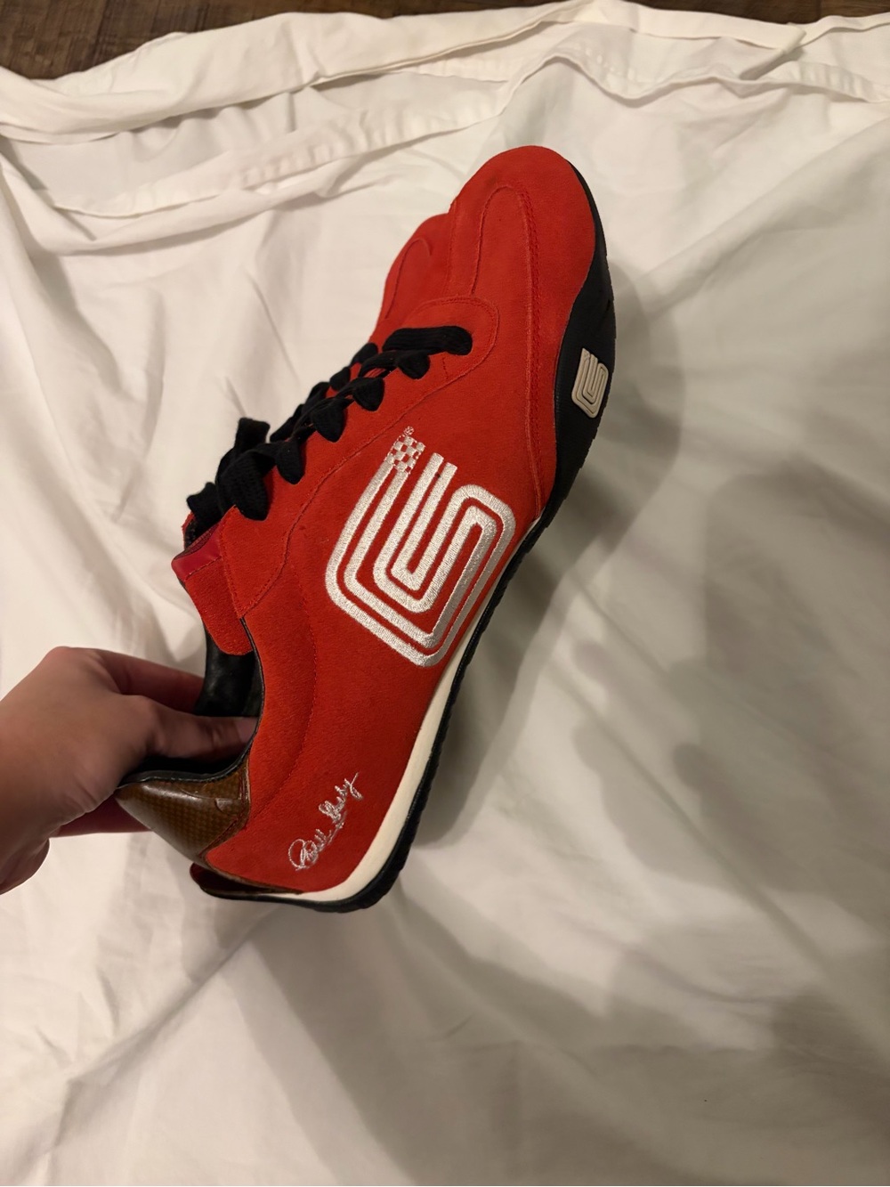 Selby Red Suede Athletic Sneaker with Black Accents